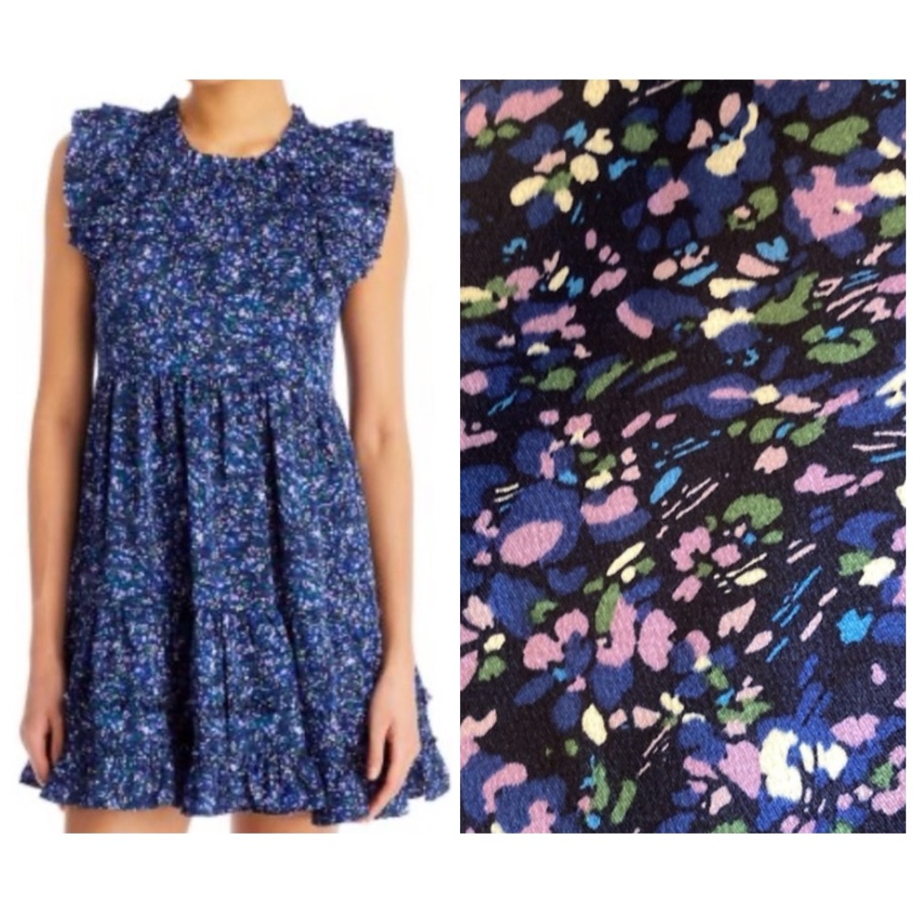 Bloomingdale’s‎ AQUA Ditsy Floral Mini Dress Blue/Purple XS